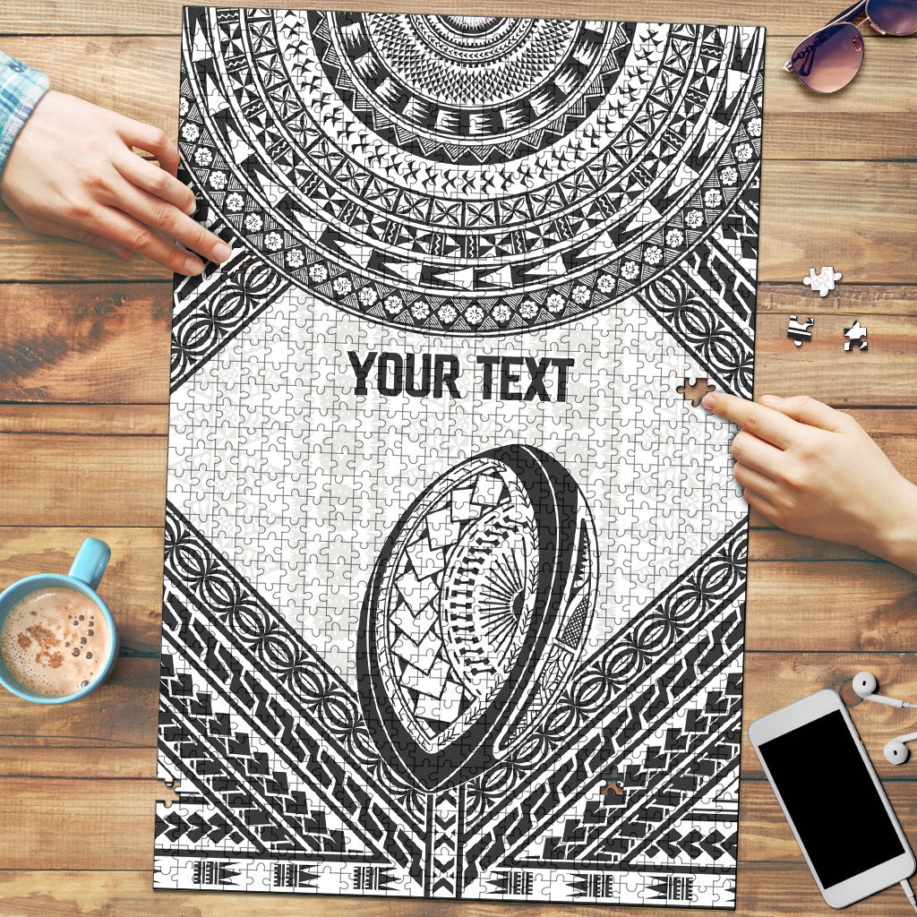Custom Rugby Fiji National Heritage Puzzle White Traditional Masi Inspired LT9 White - Polynesian Pride