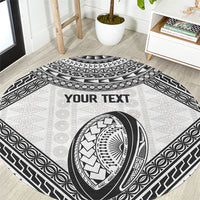 Custom Rugby Fiji National Heritage Round Carpet White Traditional Masi Inspired LT9 White - Polynesian Pride