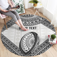 Custom Rugby Fiji National Heritage Round Carpet White Traditional Masi Inspired LT9 - Polynesian Pride