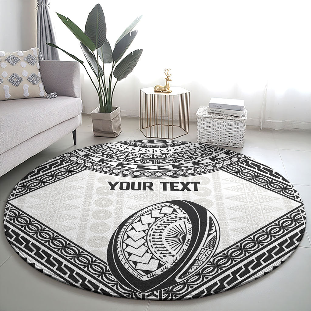 Custom Rugby Fiji National Heritage Round Carpet White Traditional Masi Inspired LT9 - Polynesian Pride