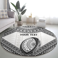 Custom Rugby Fiji National Heritage Round Carpet White Traditional Masi Inspired LT9 - Polynesian Pride