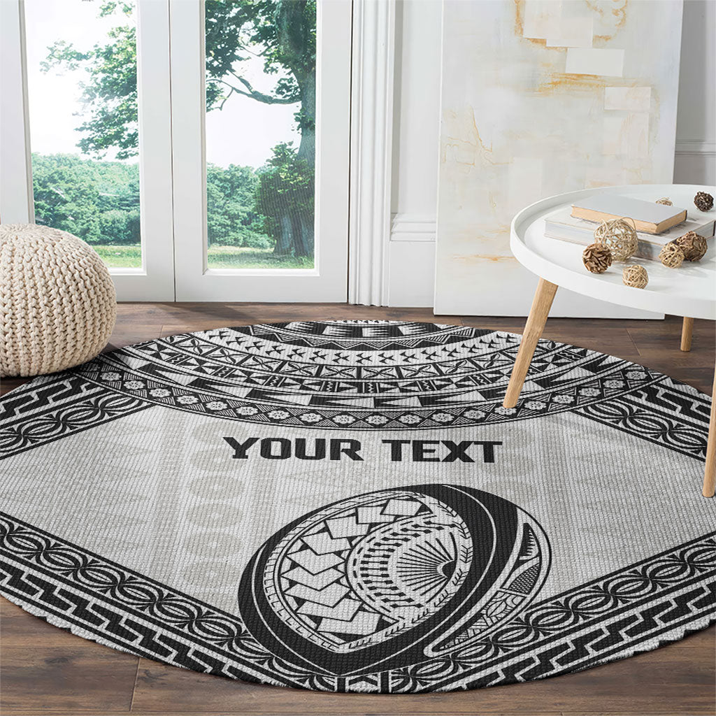 Custom Rugby Fiji National Heritage Round Carpet White Traditional Masi Inspired LT9 - Polynesian Pride