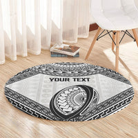 Custom Rugby Fiji National Heritage Round Carpet White Traditional Masi Inspired LT9 - Polynesian Pride