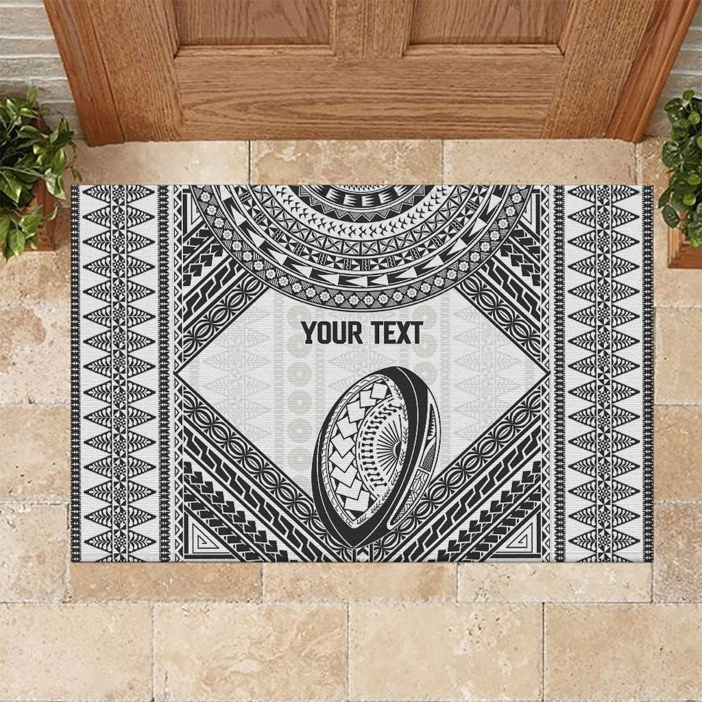Custom Rugby Fiji National Heritage Rubber Doormat White Traditional Masi Inspired LT9 White - Polynesian Pride
