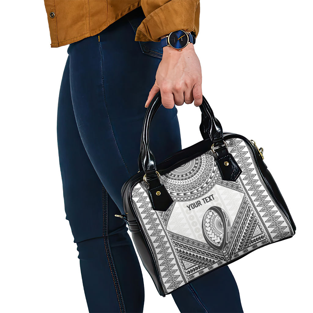 Custom Rugby Fiji National Heritage Shoulder Handbag White Traditional Masi Inspired LT9 - Polynesian Pride