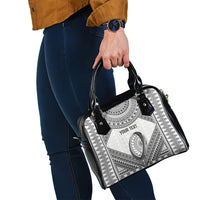 Custom Rugby Fiji National Heritage Shoulder Handbag White Traditional Masi Inspired LT9 - Polynesian Pride