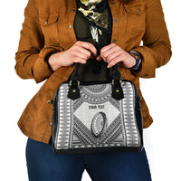 Custom Rugby Fiji National Heritage Shoulder Handbag White Traditional Masi Inspired LT9 - Polynesian Pride