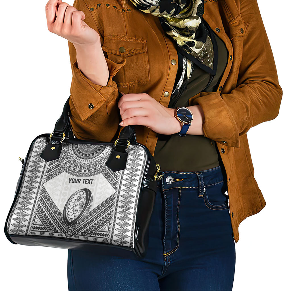 Custom Rugby Fiji National Heritage Shoulder Handbag White Traditional Masi Inspired LT9 - Polynesian Pride