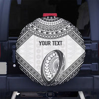 Custom Rugby Fiji National Heritage Spare Tire Cover White Traditional Masi Inspired LT9 No hole White - Polynesian Pride