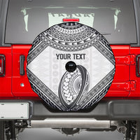 Custom Rugby Fiji National Heritage Spare Tire Cover White Traditional Masi Inspired LT9 - Polynesian Pride