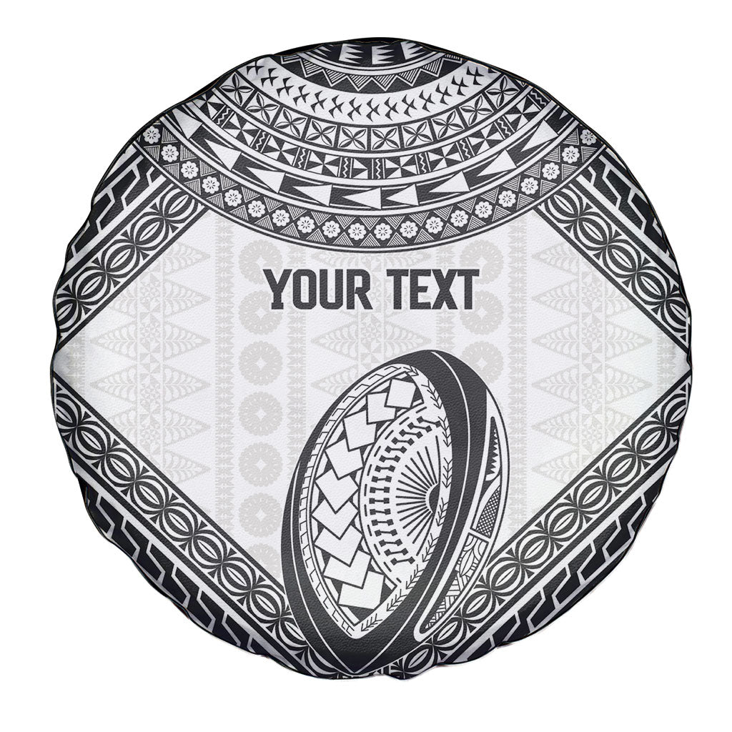 Custom Rugby Fiji National Heritage Spare Tire Cover White Traditional Masi Inspired LT9 - Polynesian Pride
