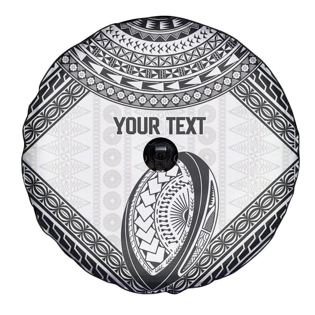 Custom Rugby Fiji National Heritage Spare Tire Cover White Traditional Masi Inspired LT9 - Polynesian Pride