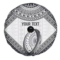 Custom Rugby Fiji National Heritage Spare Tire Cover White Traditional Masi Inspired LT9 - Polynesian Pride