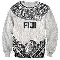 Custom Rugby Fiji National Heritage Sweatshirt White Traditional Masi Inspired LT9 Unisex White - Polynesian Pride