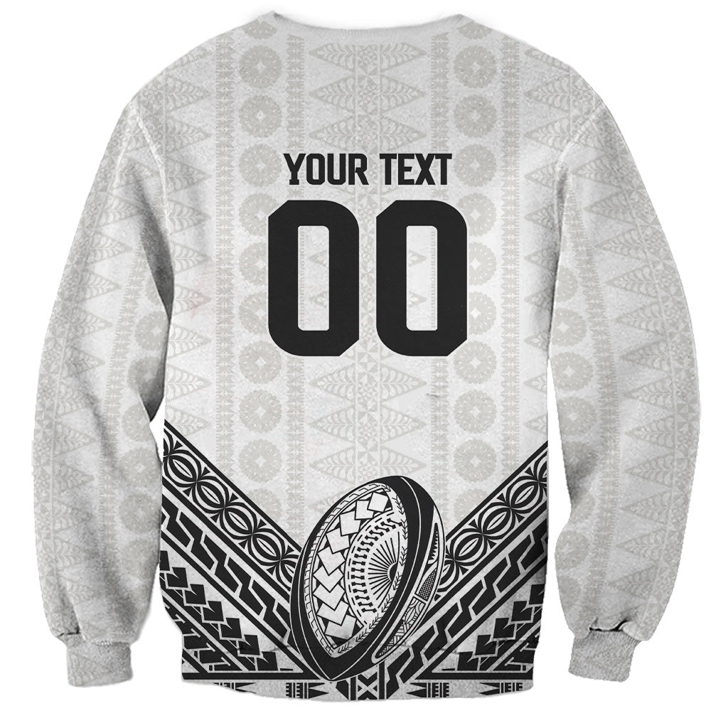 Custom Rugby Fiji National Heritage Sweatshirt White Traditional Masi Inspired LT9 - Polynesian Pride