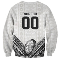 Custom Rugby Fiji National Heritage Sweatshirt White Traditional Masi Inspired LT9 - Polynesian Pride