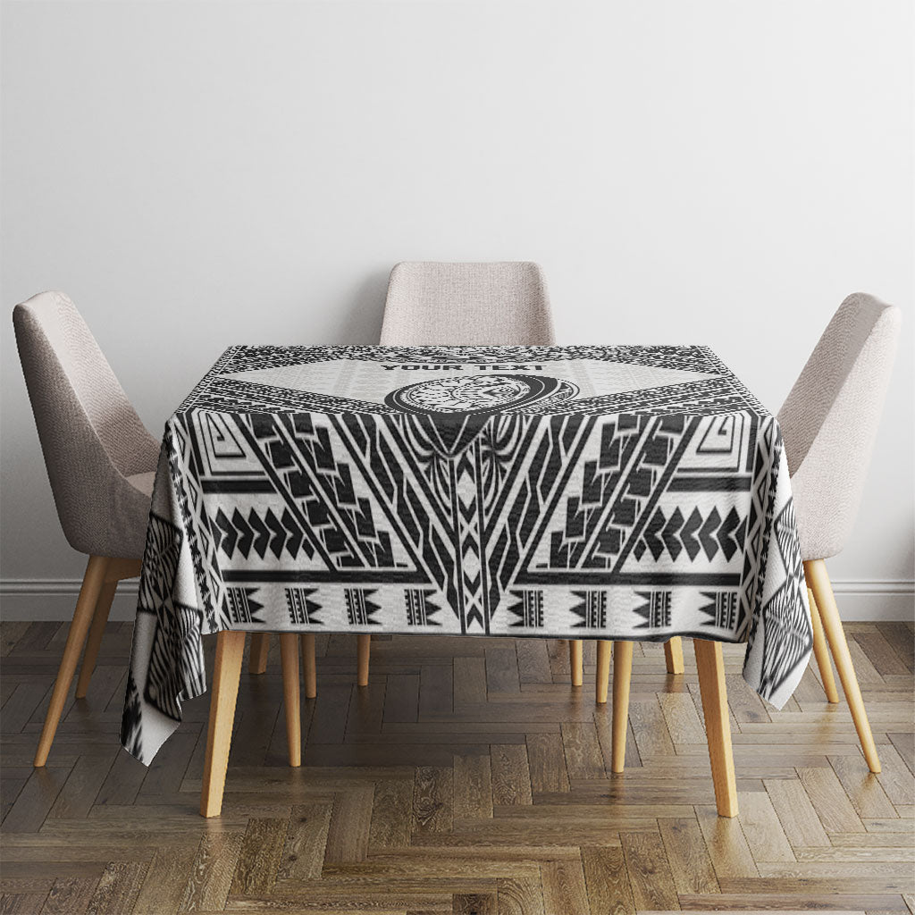 Custom Rugby Fiji National Heritage Tablecloth White Traditional Masi Inspired LT9 - Polynesian Pride