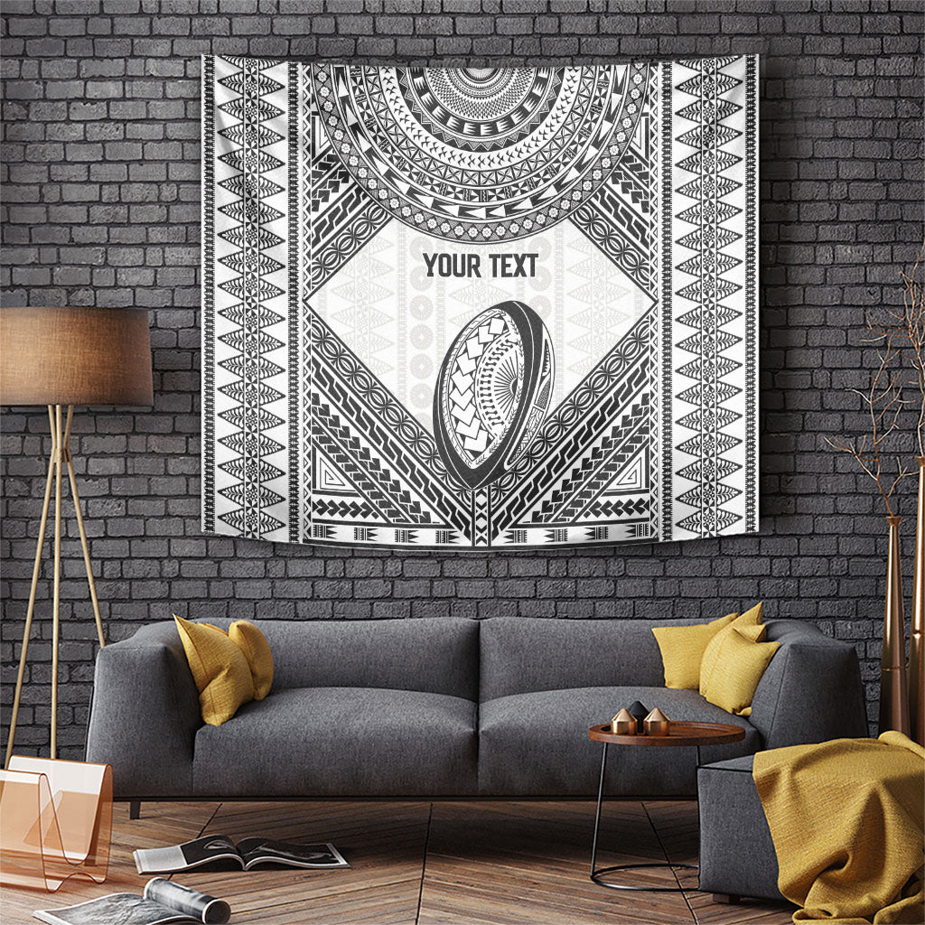 Custom Rugby Fiji National Heritage Tapestry White Traditional Masi Inspired LT9 White - Polynesian Pride