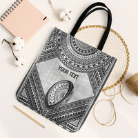 Custom Rugby Fiji National Heritage Tote Bag White Traditional Masi Inspired LT9 Black Strap One Size White - Polynesian Pride