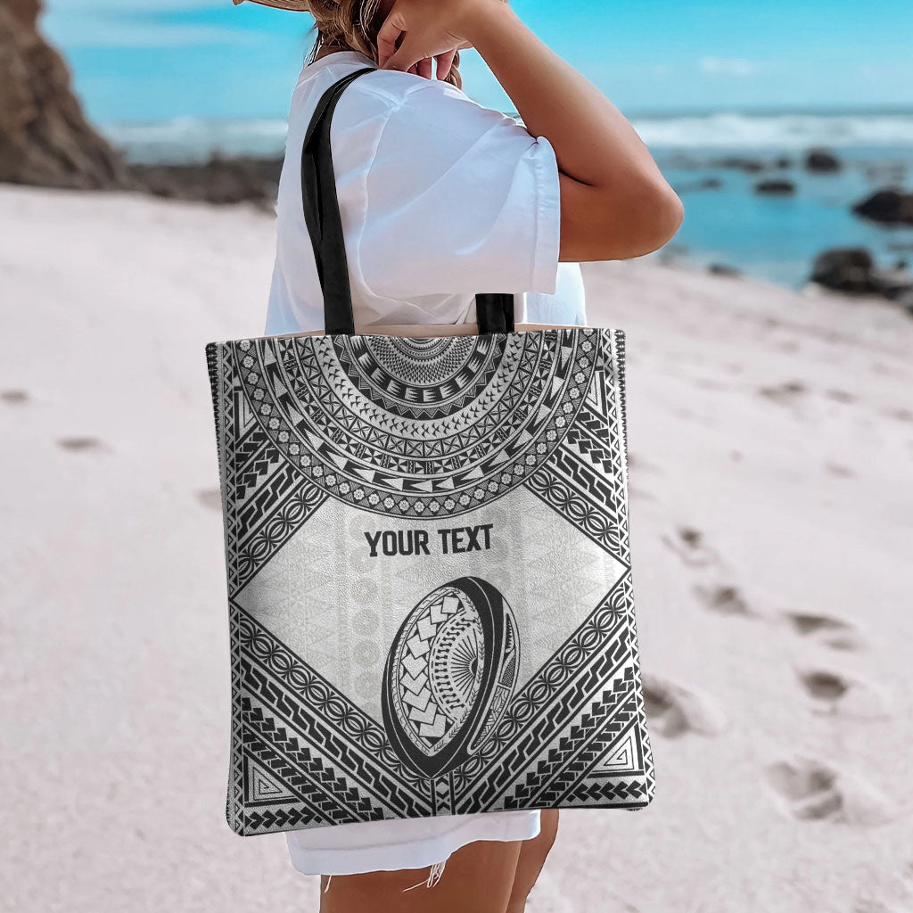 Custom Rugby Fiji National Heritage Tote Bag White Traditional Masi Inspired LT9 - Polynesian Pride
