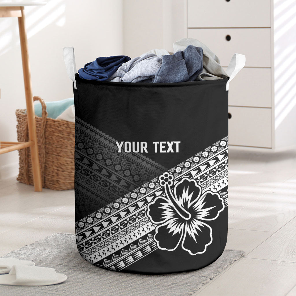 Custom Rugby Fiji Laundry Basket Black Traditional Masi Inspired LT9 Black - Polynesian Pride