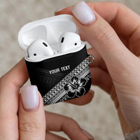 Custom Rugby Fiji AirPods Case Black Traditional Masi Inspired LT9 - Polynesian Pride