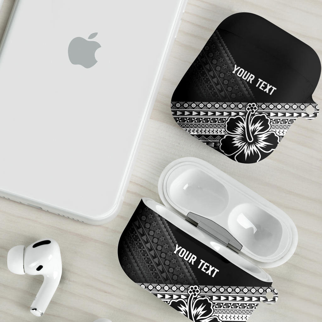 Custom Rugby Fiji AirPods Case Black Traditional Masi Inspired LT9 - Polynesian Pride