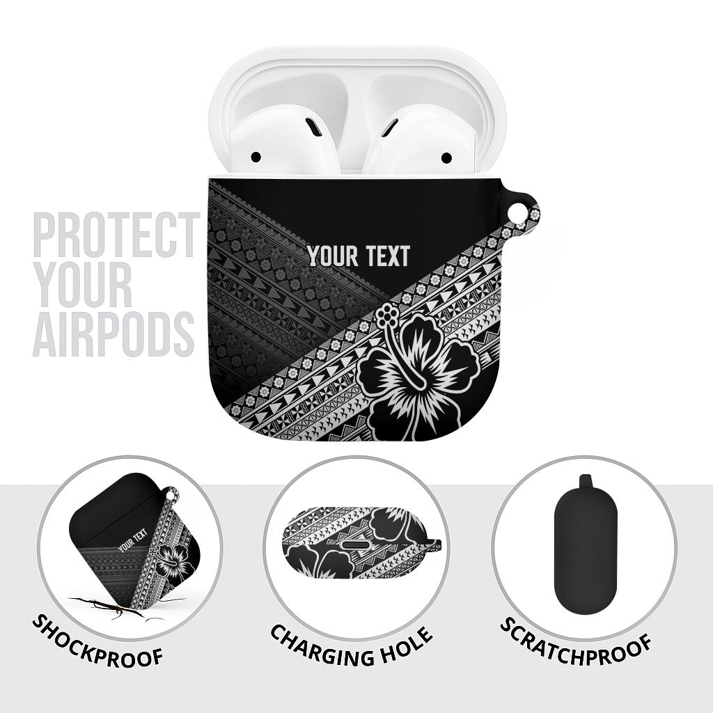 Custom Rugby Fiji AirPods Case Black Traditional Masi Inspired LT9 - Polynesian Pride