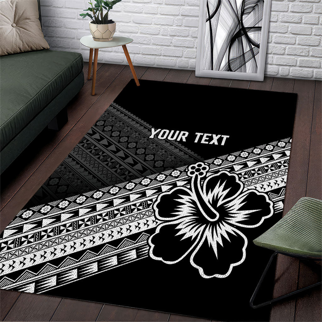 Custom Rugby Fiji Area Rug Black Traditional Masi Inspired LT9 Black - Polynesian Pride