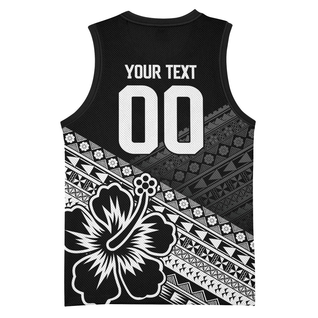 Custom Rugby Fiji Basketball Jersey Black Traditional Masi Inspired LT9 - Polynesian Pride