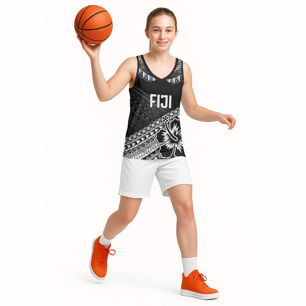 Custom Rugby Fiji Basketball Jersey Black Traditional Masi Inspired LT9 - Polynesian Pride
