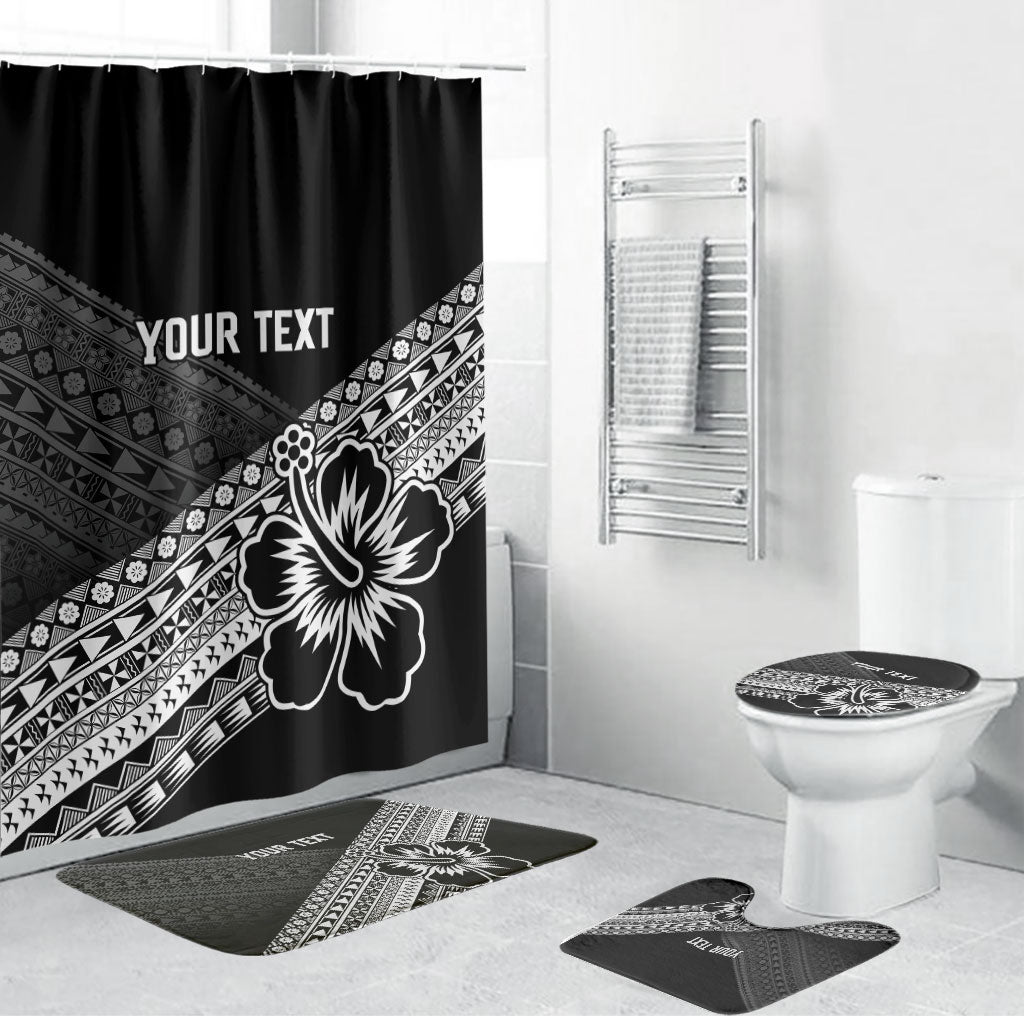 Custom Rugby Fiji Bathroom Set Black Traditional Masi Inspired LT9 Bathroom Set (4 pcs) Black - Polynesian Pride