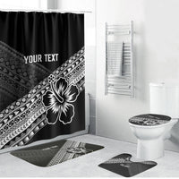 Custom Rugby Fiji Bathroom Set Black Traditional Masi Inspired LT9 Bathroom Set (4 pcs) Black - Polynesian Pride