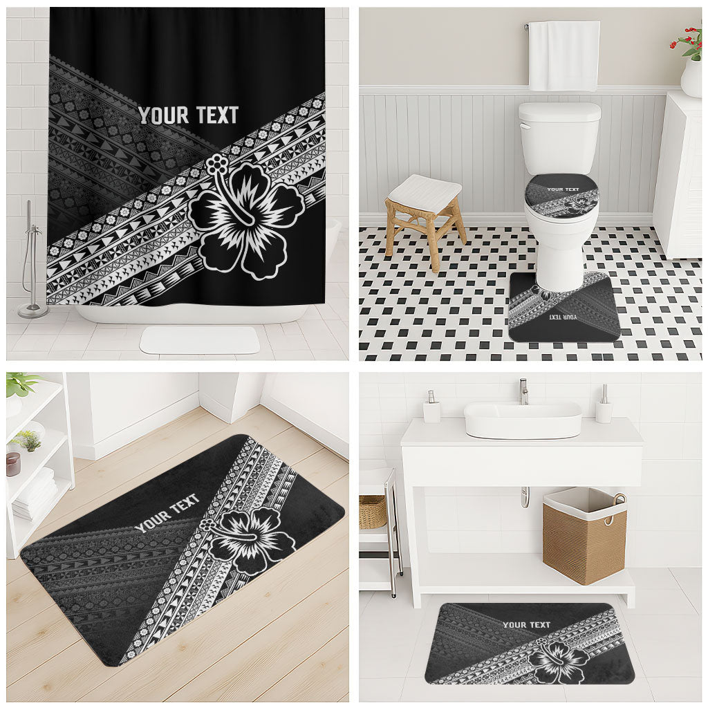 Custom Rugby Fiji Bathroom Set Black Traditional Masi Inspired LT9 - Polynesian Pride