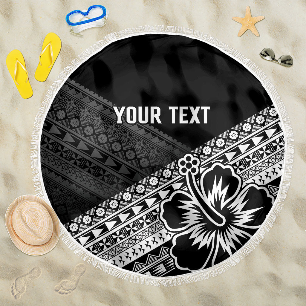 Custom Rugby Fiji Beach Blanket Black Traditional Masi Inspired LT9 One Size 150cm Black - Polynesian Pride