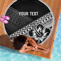 Custom Rugby Fiji Beach Blanket Black Traditional Masi Inspired LT9 - Polynesian Pride
