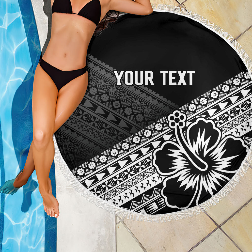 Custom Rugby Fiji Beach Blanket Black Traditional Masi Inspired LT9 - Polynesian Pride