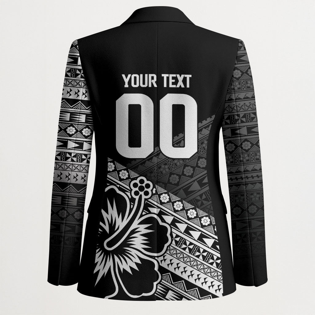 Custom Rugby Fiji Blazer Black Traditional Masi Inspired LT9 - Polynesian Pride