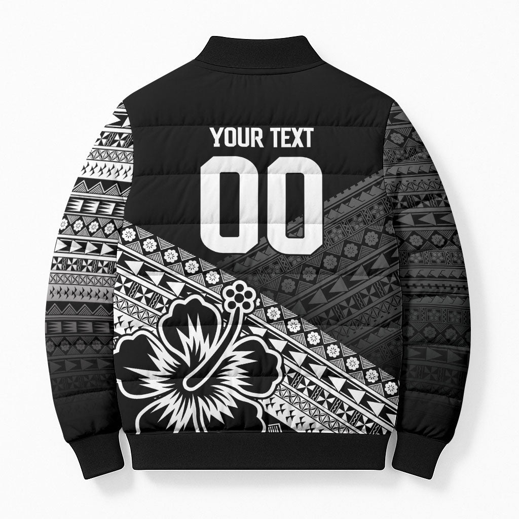 Custom Rugby Fiji Bomber Puffer Jacket Black Traditional Masi Inspired LT9 - Polynesian Pride