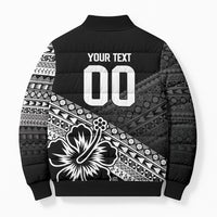 Custom Rugby Fiji Bomber Puffer Jacket Black Traditional Masi Inspired LT9 - Polynesian Pride