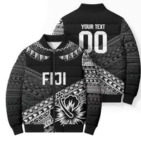 Custom Rugby Fiji Bomber Puffer Jacket Black Traditional Masi Inspired LT9 - Polynesian Pride