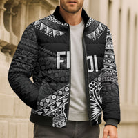 Custom Rugby Fiji Bomber Puffer Jacket Black Traditional Masi Inspired LT9 - Polynesian Pride