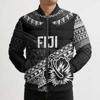 Custom Rugby Fiji Bomber Puffer Jacket Black Traditional Masi Inspired LT9 - Polynesian Pride