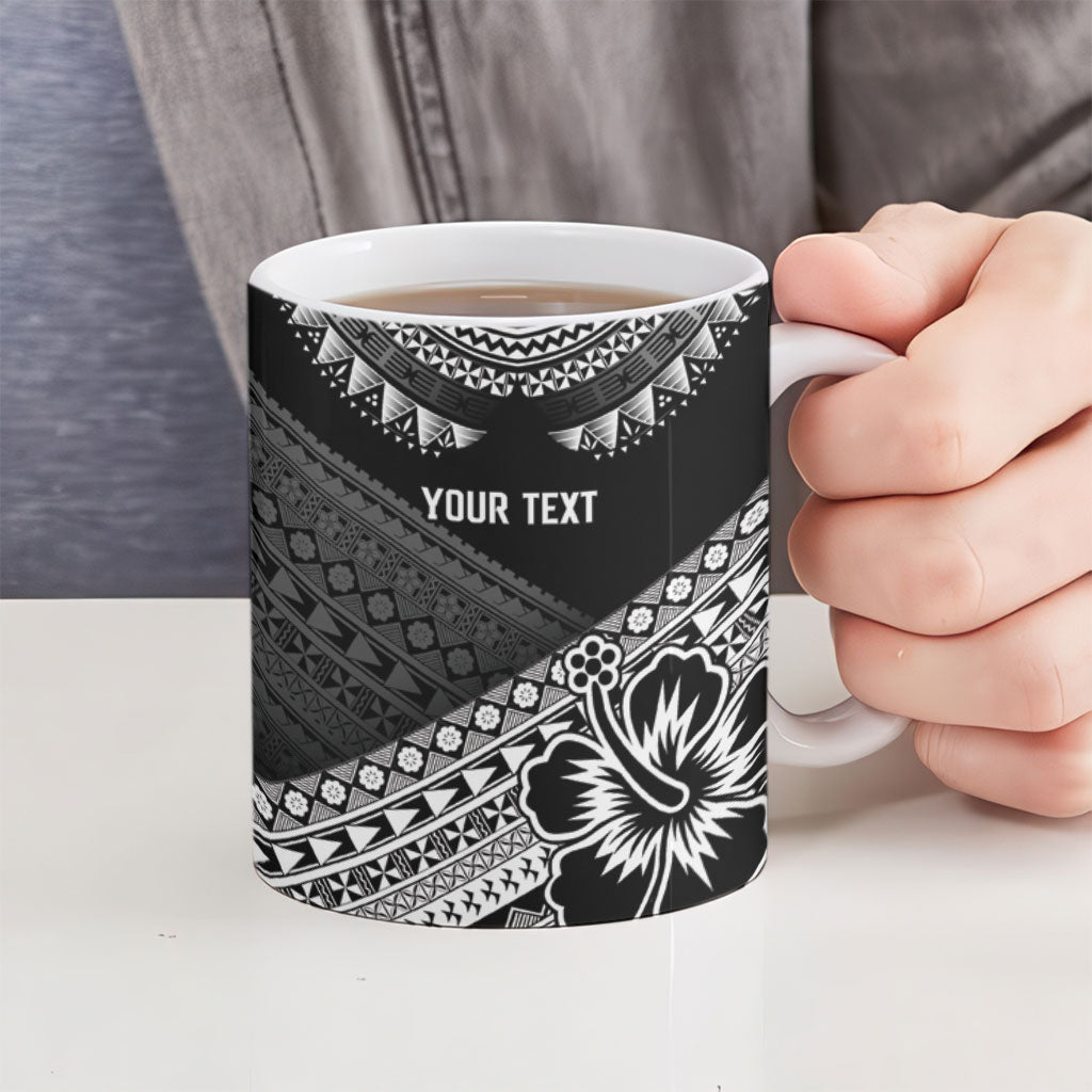 Custom Rugby Fiji Ceramic Mug Black Traditional Masi Inspired LT9 - Polynesian Pride