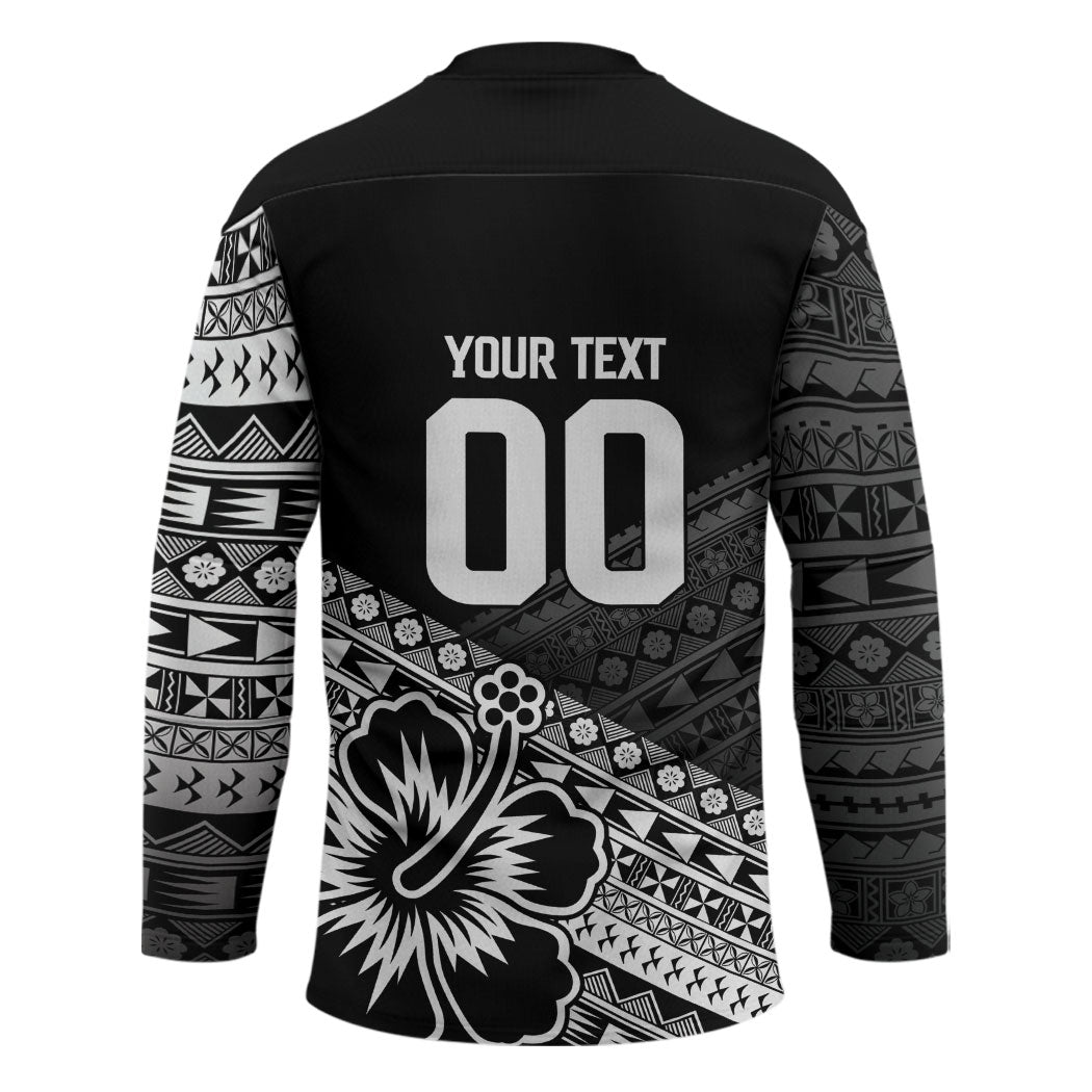 Custom Rugby Fiji Hockey Jersey Black Traditional Masi Inspired LT9 - Polynesian Pride
