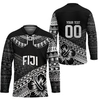 Custom Rugby Fiji Hockey Jersey Black Traditional Masi Inspired LT9 - Polynesian Pride