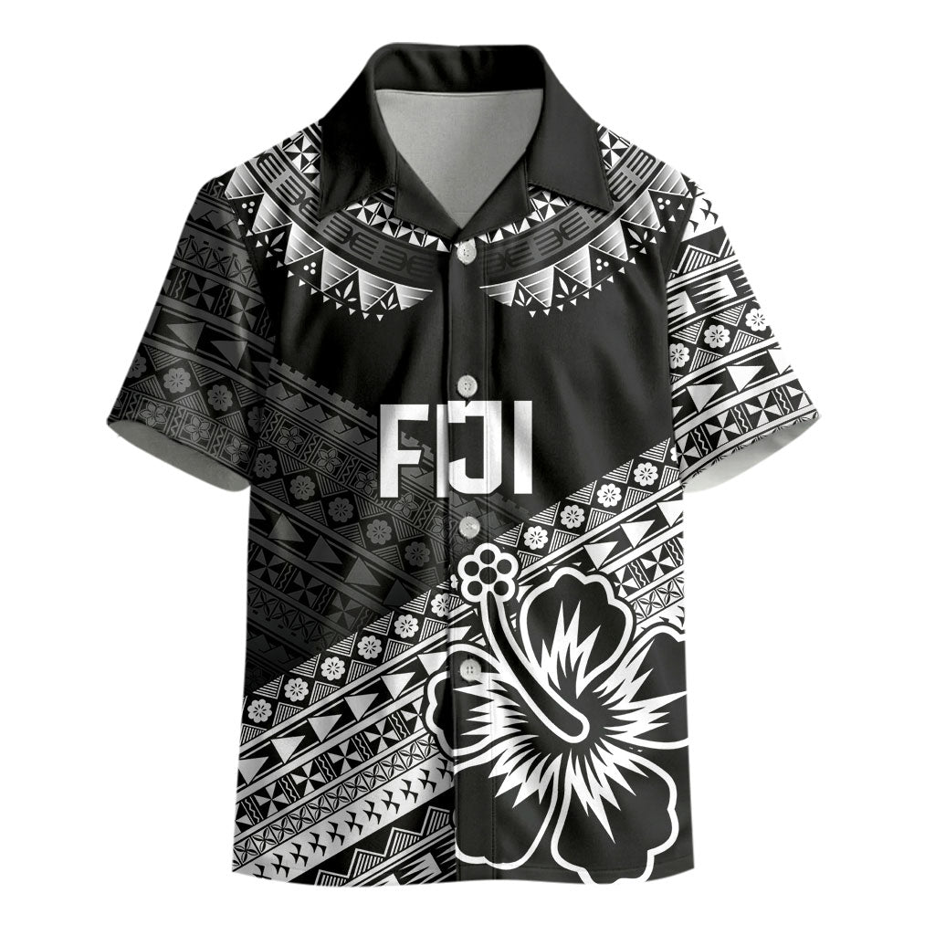Custom Rugby Fiji Kid Hawaiian Shirt Black Traditional Masi Inspired LT9 - Polynesian Pride