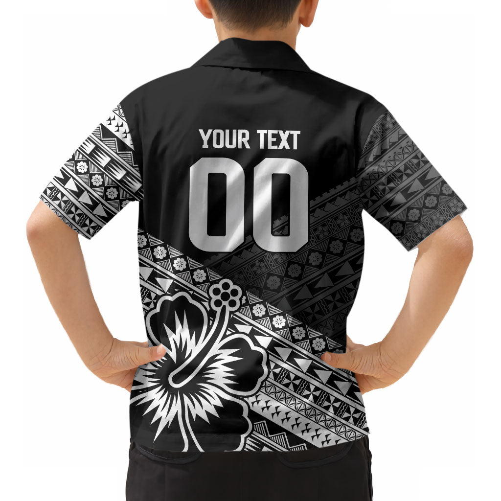 Custom Rugby Fiji Kid Hawaiian Shirt Black Traditional Masi Inspired LT9 - Polynesian Pride