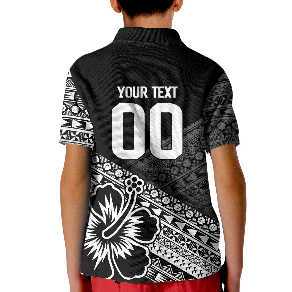 Custom Rugby Fiji Kid Polo Shirt Black Traditional Masi Inspired LT9 - Polynesian Pride
