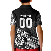 Custom Rugby Fiji Kid Polo Shirt Black Traditional Masi Inspired LT9 - Polynesian Pride